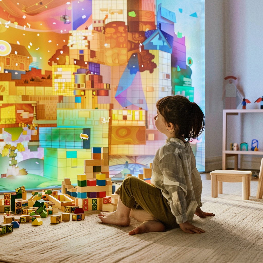 Child with large format digital wall